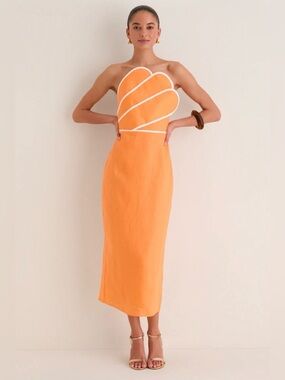 Tuckernuck Exclusive English Factory Orange Linen Clementine Maxi Dress Medium